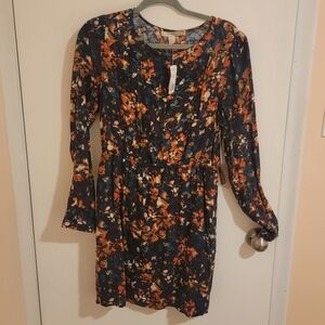 Forever21 Long Sleeve Floral Dress Womens M NWT Coquette Barbiecore Fairycore